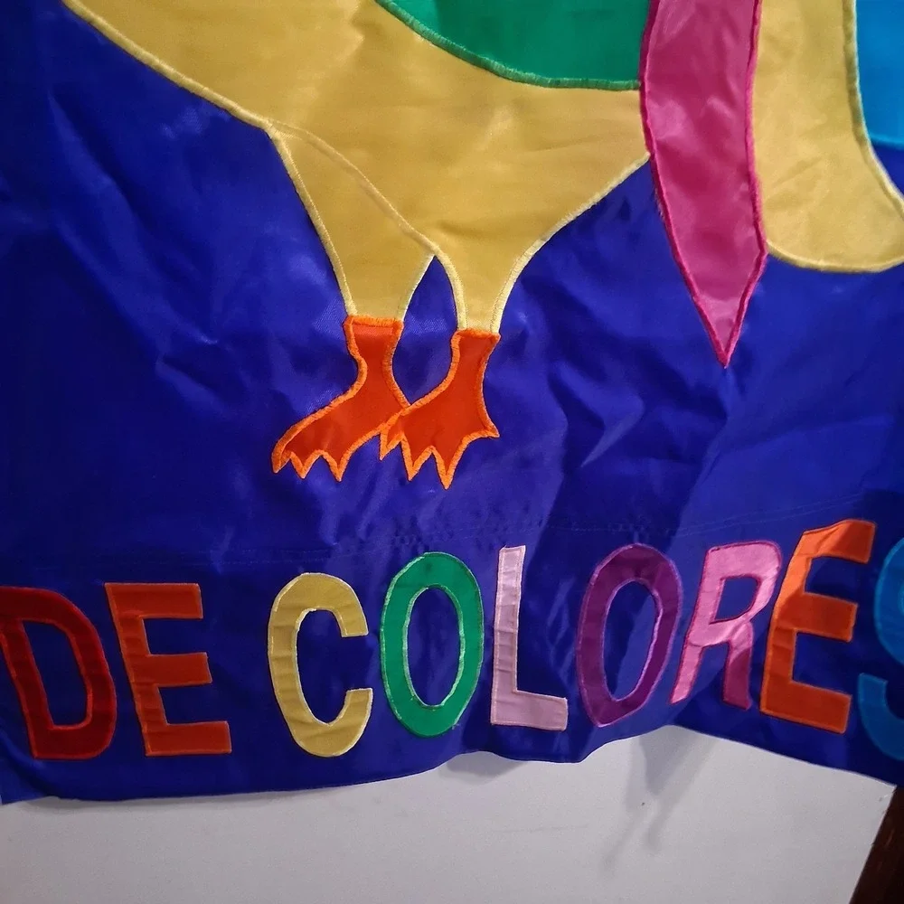 Large De Colores Rooster Flag Rainbow Colorful Vibrant‎ Gorgeous NWOT